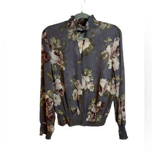 FOREVER 21+ FLORAL HIGH NECK BLOUSE